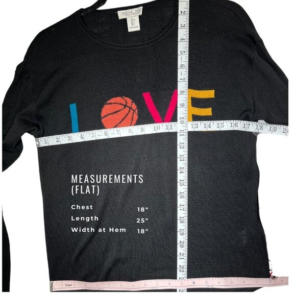 Rachel Zoe [Small] Basketball LOVE Cashmere-blend Black Sweater - EUC - Picture 3 of 6
